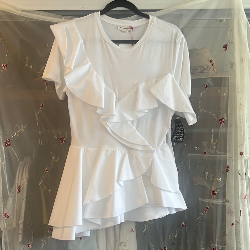 Alexander McQueen Elegant White Ruffle Top